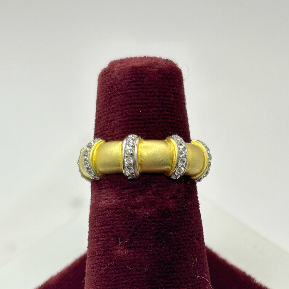 Sterling Silver Gold Vermeil Cubic Zirconia Eternity Band Size 6